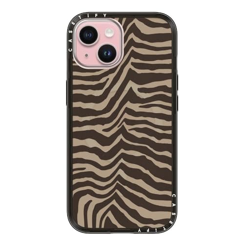 CASETiFY for iPhone 15 Case - Compact Compatible with MagSafe | Slim and Sleek | 4ft. 2x Military Grade Drop Protection | Zebra-Brown | Black - color: 01. Zebra-Brown, size: Iphone 15 (Magsafe)