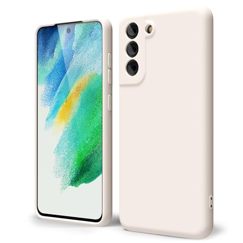 oakxco for Samsung Galaxy S21 FE 5G Phone Case Liquid Silicone Grip, Cute Thin Slim Soft Rubber TPU Plain Smooth Gel Cover for Women Girl Aesthetic, Matte Solid Protective & Shockproof, Beige Stone - color: Beige, size: S21 Fe