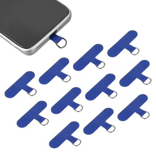 uxcell 12pcs Phone Tether Tab, Universal Phone Lanyard Patch T Shape Cell Phones Strap Replacement Part for Most Smartphone Cases, Dark Blue - color: Dark Blue