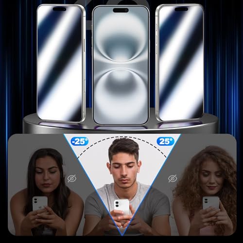 2 Pack Privacy Screen Protector for iPhone 16 Plus Mirrored - color: Silver iPhone 16 plus