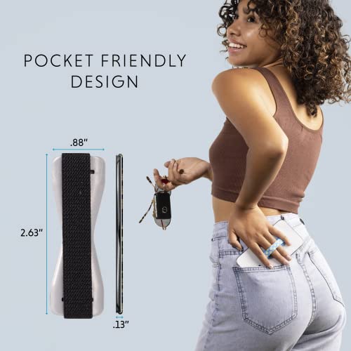 LOVEHANDLE Universal Phone Grip - Black Strap, Silver Base