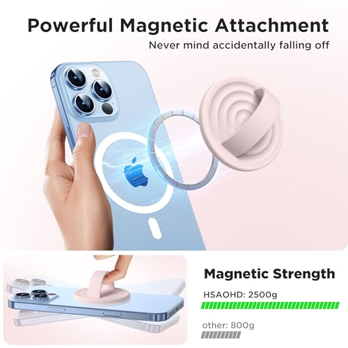 Upgraded Magnetic Phone Grip, Liquid Silicone Soft and Portable, Removable Finger Loop Ring Grip Holder for iPhone, Strong Magnetic Attraction, Compatible with MagSafe Phone Case, Lovely Pink - color: Lovely Pink