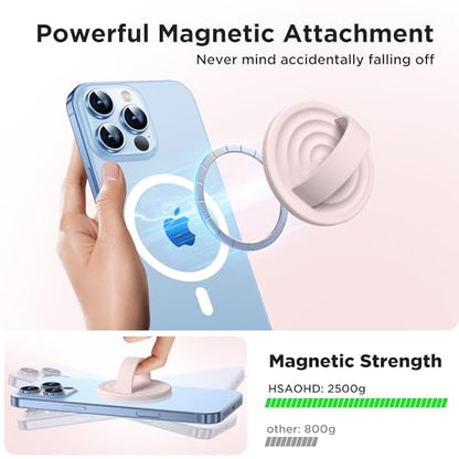 Upgraded Magnetic Phone Grip, Liquid Silicone Soft and Portable, Removable Finger Loop Ring Grip Holder for iPhone, Strong Magnetic Attraction, Compatible with MagSafe Phone Case, Lovely Pink - color: Lovely Pink