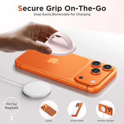 Magnetic Phone Grip Ring, Compatible with MagSafe, Upgraded Liquid Silicone for Secure Comfort, Rotating Finger Loop Ring Grip Holder for iPhone 17/16/15/14/13/12 Pro Max Plus, Lovely Pink - color: Lovely Pink