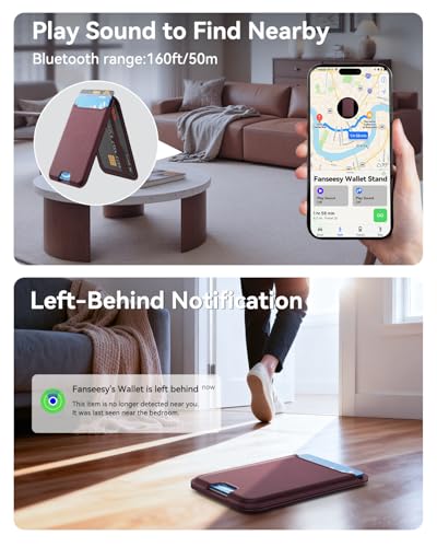 for MagSafe Wallet, Works with Apple Find My,5 Card Holder with Stand, Magnetic Phone Wallet Stand for iPhone 17/16/15/14/13/12 Pro Max Air Plus, RFID Blocking Vegan Leather,Wine Red - color: Findmy Red Wine