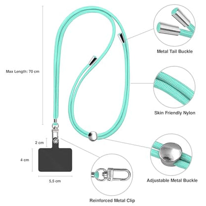 TBOC Cell Phone Lanyard [Green Water] - Comfortable Universal Smartphone Lanyard - Easy to Use Neck Phone Holder [Black Patch] - Adjustable Length Phone Strap Crossbody - Fits All Mobile Phones - color: Green Water