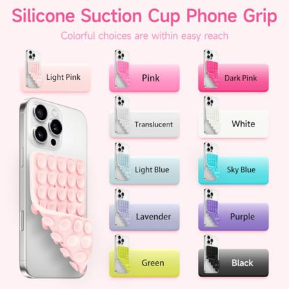Yojaro Silicone Suction Cup Phone Case Mount Double Sided, Phone Accessories Hands-Free Strong Grip Holder for Selfies and Videos, Silicon Phone Stand for iPhone and Android Translucent - color: Translucent