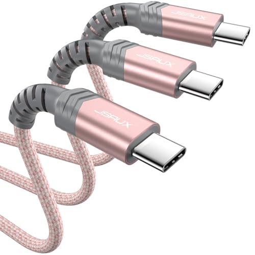 JSAUX USB C to USB C Cable, 3-Pack 10ft/6.6ft/3.3ft, 5A Fast Charging, Pink - color: Pink, size: 10 ft+6.6 ft+3.3 ft