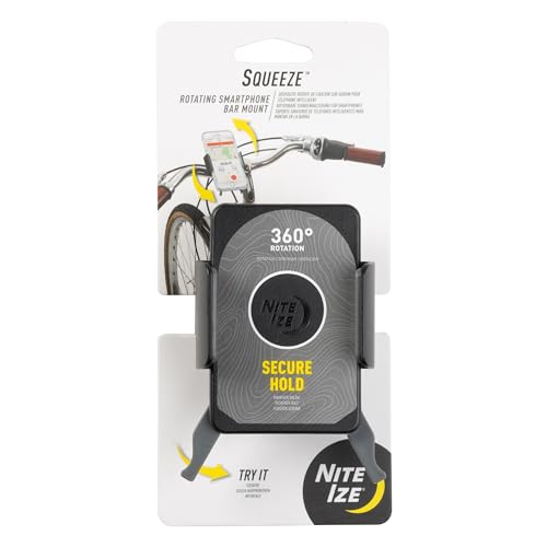 Nite Ize Squeeze Rotating Smartphone Bar Mount, Universal Bike Phone Holder For Bar or Stem, Compatible With MagSafe iPhone 12 Pro Max/Mini/Galaxy/Edge/Google Pixel and more