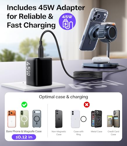 Meifigno Qi2.2 Certified 25W 3-in-1 Fast Wireless Charging Station with Fan