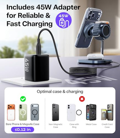 Meifigno Qi2.2 Certified 25W 3-in-1 Fast Wireless Charging Station with Fan