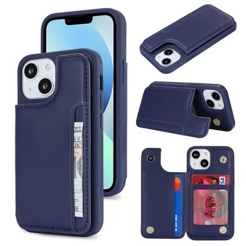 iCoverCase Compatible with iPhone 13 Mini Case with Card Holder, Wallet Phone Case for Women Men RFID Blocking PU Leather Protective Case 5.4 Inch (Dark Blue) - color: Dark Blue