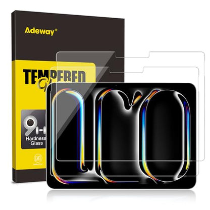 Adeway 2 Pack Screen Protector for iPad Pro 11 Inch M4 2024, Compatible with Apple Pencil & Face ID, Tempered Glass Film with Easy Installation Kit,Anti-Scratch,Clear Display - size: iPad Pro 11 inch(M4)