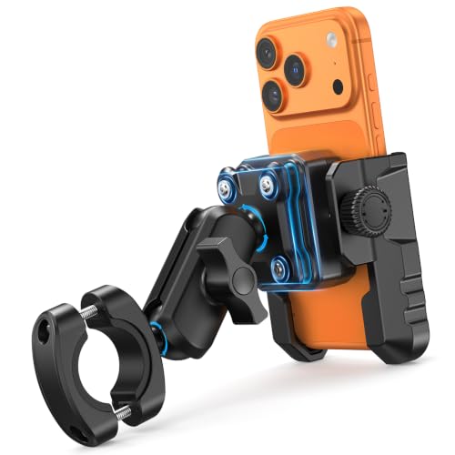 OMOTON Bike Phone Holder Extended Arm, Anti-Shake Camera-Friendly Mount - color: 7-Black Pro