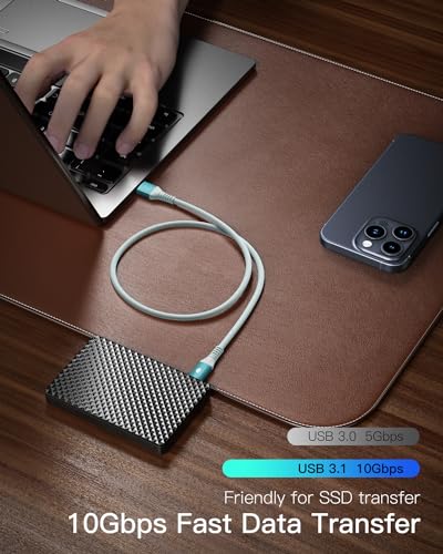 CONMDEX Android Auto USB Cable Short [2ft, 2Pack] 10Gbps, 3A Fast Charging - color: Green, size: 2ft+2ft, style: 2Pack