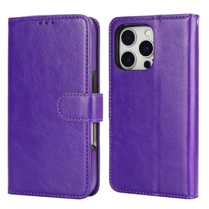 Bocasal Detachable Wallet Case Card Holder for iPhone 16 Pro, Purple | RFID Blocking Kickstand Card Slots Holder PU Leather Magnetic Shockproof Wrist Strap Removable Flip Protective Cover 6.3 inch - color: Purple