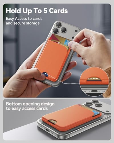 TWZKG for MagSafe Wallet, 5-Card Holder with Stand for Phone Case - color: Orange
