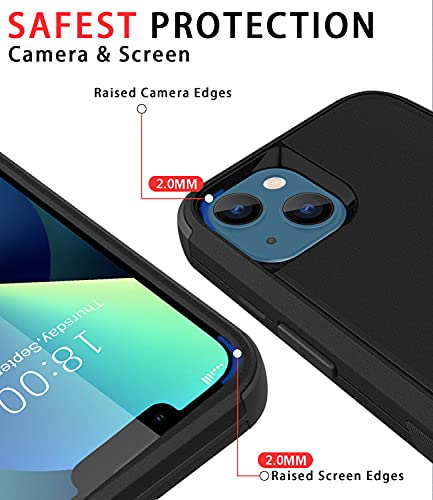 Diverbox for iPhone 13 Case [Shockproof] [Dropproof] [Dust-Proof],Heavy Duty Protection Phone Case Cover for Apple iPhone 13 (Black) - color: 13-Black