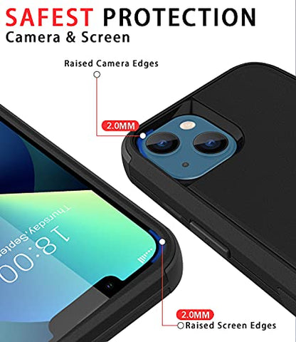 Diverbox for iPhone 13 Case [Shockproof] [Dropproof] [Dust-Proof],Heavy Duty Protection Phone Case Cover for Apple iPhone 13 (Black) - color: 13-Black