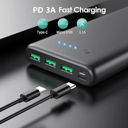 Portable Charger 36800mAh Power Bank,PD Fast Charging USB C External Battery Pack,4 Outputs 2 Inputs Travel Essentials Portable Phone Charger for iPhone 17/16/15/14/13/12,Galaxy S24 Android Phone etc - color: Black