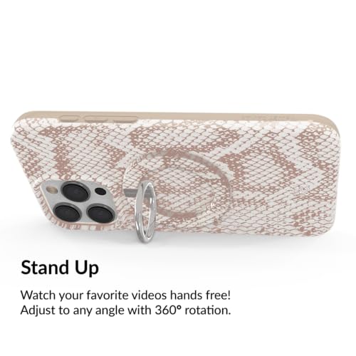VELVET CAVIAR Compatible with MagSafe Phone Grip - Magnetic Ring Holder with Adjustable Stand - Removable MagSafe Accessories for iPhone 16, 15, 14, 13, 12 (Nude Python Snakeskin) - color: Nude Python