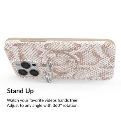 VELVET CAVIAR Compatible with MagSafe Phone Grip - Magnetic Ring Holder with Adjustable Stand - Removable MagSafe Accessories for iPhone 16, 15, 14, 13, 12 (Nude Python Snakeskin) - color: Nude Python