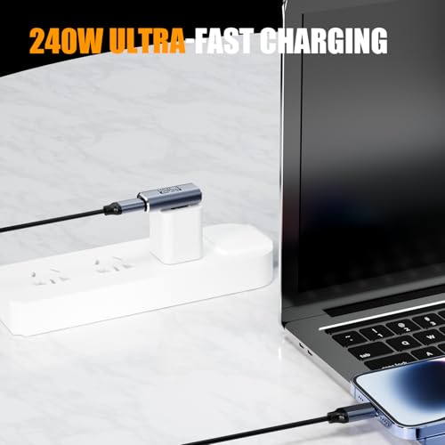 BERLAT 90° USB C Adapter 2-Pack 240W 40Gbps for MacBook