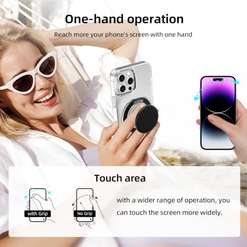 Grippopso for Magsafe Phone Grip, Magnetic Phone Grip Holder - color: Clear Black