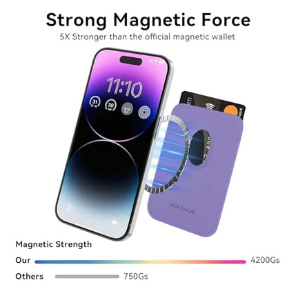 Magnetic Wallet Cell Phone Card Holder for Phone Case with Mag-Safe | Stronger Magnetic RFID Leather Phone Wallet Stick on Series of iPhone 17/16/15/14/13/12 and Pro/Promax, Lavender - color: Lavender, size: 1 Pack
