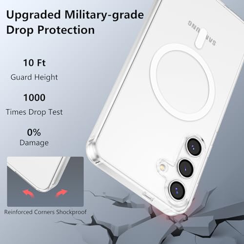 RALEAVO for Samsung Galaxy S24 Plus Case Clear Magnetic Phone Case [Compatible with MagSafe] Slim Transparent Acrylic Hard Back Military Drop Protection Phone Cover,Clear - color: Magnetic & Clear, size: S24 Plus