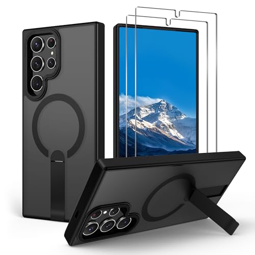 for S22-Ultra Case Compatible with MagSafe, Durable Stand, Black - color: Black, size: Galaxy S22 Ultra 6.8"