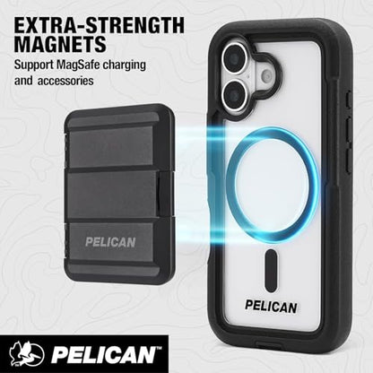 Pelican Voyager iPhone 17 Case - Rugged MagSafe Phone Case - Black/Clear | Magnetic Phone Case w/24ft Military Grade Drop Protection - Phone Cover w/ Belt Clip Holster Kickstand for iPhone 17 - color: Black/Clear, style: iPhone 17