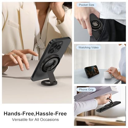 Magnetic Phone Ring Grip Holder for MagSafe Magnet Phone Stand Finger Ring - color: Black