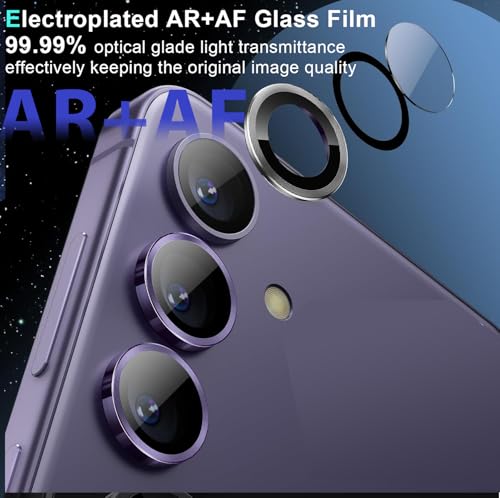 for Galalxy S25 FE Camera Lens Protector, Anti-Scratch HD Clarity 9H Tempered Glass with Aluminum Edging, Individual Lens Screen Protective Ring for Galalxy S25 FE 2025, 2 Set,Black - color: Black