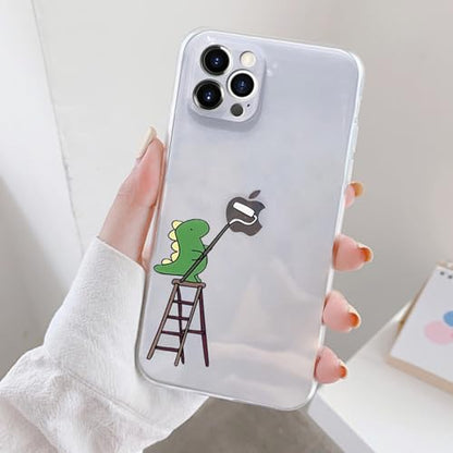 Guppy for iPhone 17 Pro Max Funny Draw Dinosaur Case Cute Animals Embossed Pattern Flexible Soft TPU Rubber Slim Lightweight Cover Shock Absorption Protective Bumper Clear