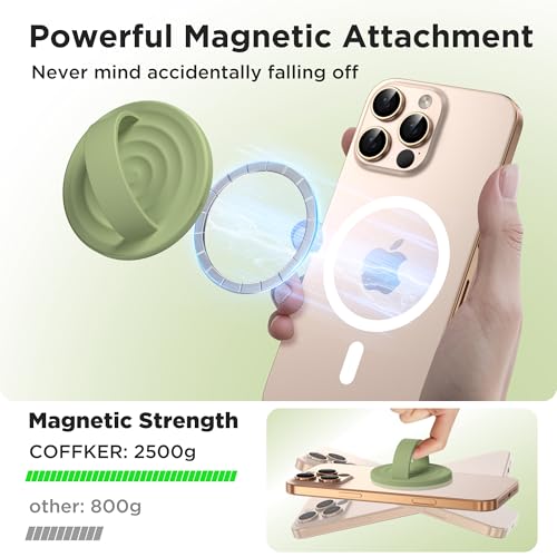 Magnetic Phone Grip for MagSafe, Silicone Ring Grip, Tea Green - color: Tea Green