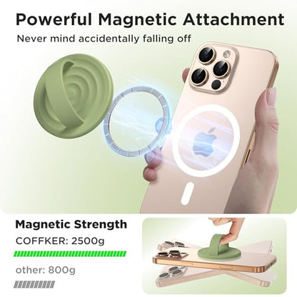 Magnetic Phone Grip for MagSafe, Silicone Ring Grip, Tea Green - color: Tea Green