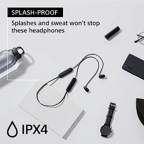 Sony WI-C100 Wireless in-Ear Bluetooth Headphones with Built-in Mic, Black - color: Black, size: One Size