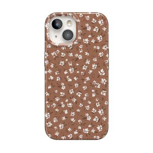 Casely iPhone 15 Plus Case | Mocha Meadow | Tiny Flowers | Compatible with MagSafe | Classic Ultra Slim Design - color: Mocha Meadow | Tiny Flowers