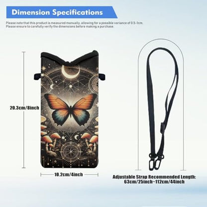 Shockproof Phone Bag Smartphone Purse Neoprene Crossbody Cellphone Pouch with Detachable Adjustable Strap Water-Resistant for Phone, Keys, Lipstick, Butterfly Mushroom Moon Star Black - color: Butterfly Mushroom Moon Star Black