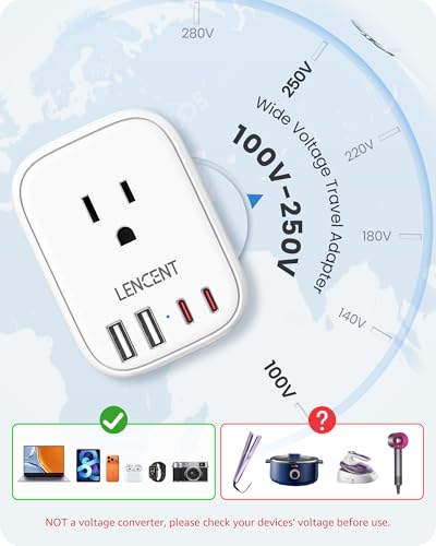 LENCENT US to Japan Plug Adapter, 2 Prong to 3 Prong Outlet Adapter - style: Type A-17.5W-Japan