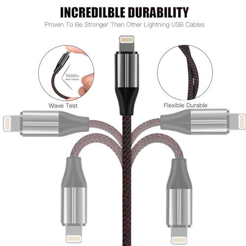 Short iPhone Charger [MFi Certified], 3 Pack 1 feet Short Lightning Cable & Data Sync Fast 1 Foot iPhone Cord Compatible with iPhone Xs max/xr/x/8/8 Plus/7/7 Plus/6/6s Plus/5s/5,iPad (Black)