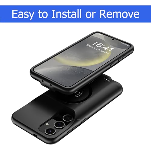 Battery Case for Galaxy S24, [10000mAh] Slim Rechargeable Smart Extended Charging Case Compatible with Galaxy S24(6.2 inch) Backup Power Battery Pack Charger Cover-Black - size: Galaxy S24