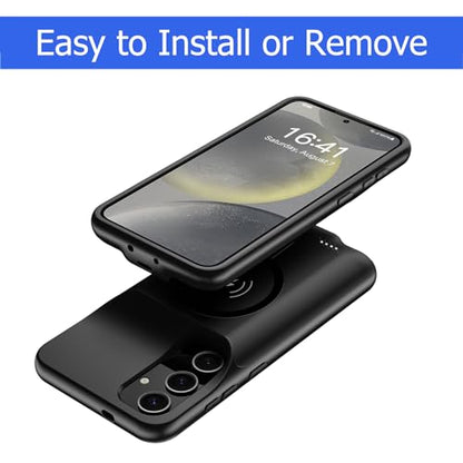 Battery Case for Galaxy S24, [10000mAh] Slim Rechargeable Smart Extended Charging Case Compatible with Galaxy S24(6.2 inch) Backup Power Battery Pack Charger Cover-Black - size: Galaxy S24