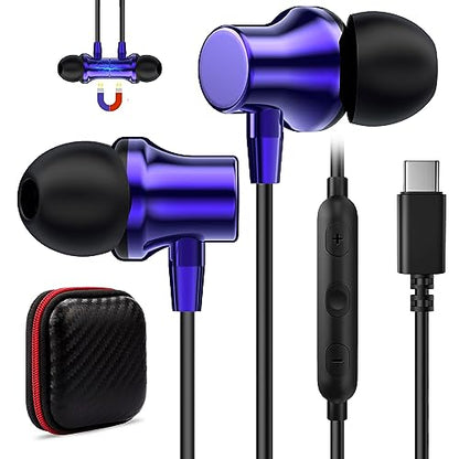 COOYA USB C Headphones Wired Earbuds for iPhone 18 Pro Max 17 16 15 Blue - color: DarkBlue