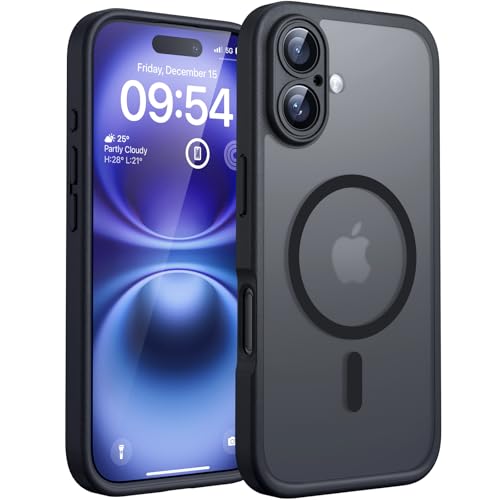 TOCOL for iPhone 16 Case, Upgraded Full Camera Protection, Compatible with Magsafe, Drop Protection, Translucent Magnetic Matte Phone Case for iPhone 16 6.1 inch (Black) - color: Black, size: Iphone 16
