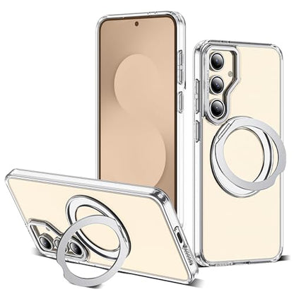 for Samsung Galaxy S25 FE Case with 360° Spin Stand,Clear | 360° Spin Magnetic Ring Stand,Compatible with Magsafe,Military Protection Phone Case - color: Clear, size: Samsung Galaxy S25 FE