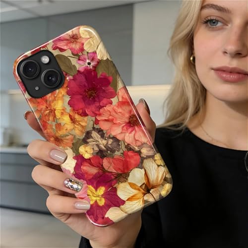 Case for iPhone 14 Plus, Shockproof Hybrid Protective Phone Case, Dual-Layer Drop Protection Anti-Scratch, Pressed Flower - color: Pressed Flower, size: iPhone 14 Plus