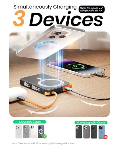 for Magsafe Power Bank iPhone, Magnetic Portable Charger 10000mAh - color: Purple