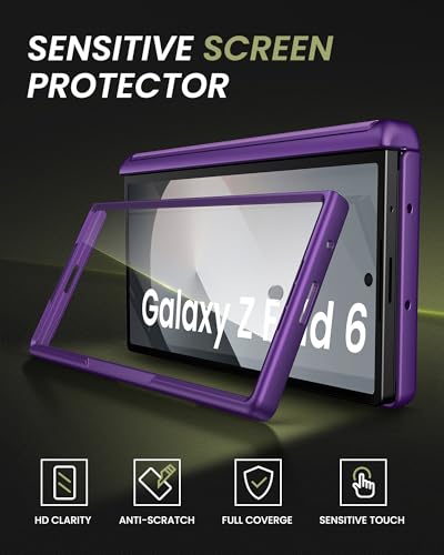 for Samsung Galaxy Z Fold 6 Wallet Case, Camera Cover, Dark Purple - color: Dark Purple